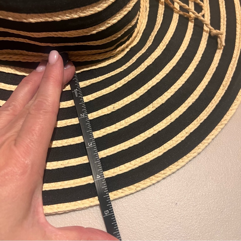 Panama Jack Black and Cream Striped Wide Brim Floppy Hat - Picture 5 of 8